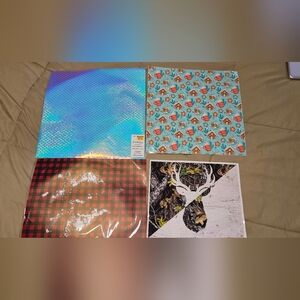 Adhesive Vinyl Sheets Lot 4 Holographic Buffalo Plaid Christmas Tumbler Craft